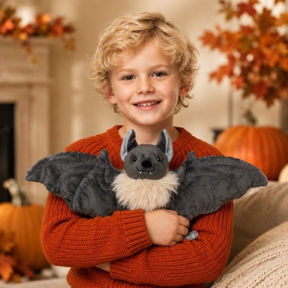 Halloween Decor, Bat Decorations for Halloween, Cute Stuffed Animal, Halloween Party Favors for Student, 18X9 Inch Soft Plush Bat Figure for Indoor Table, Shelf and Mantel Display