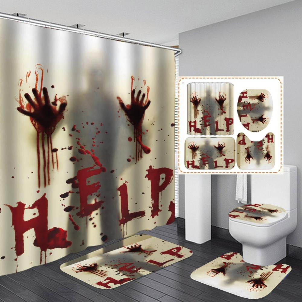 Halloween Decor Bathroom Sets with Shower Curtain and Rugs and ...