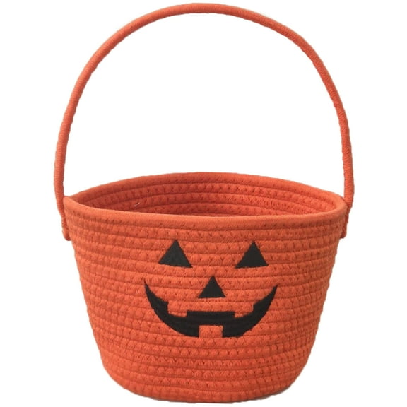 Halloween Decor Candy Basket for Chrildren, Candy Storage Server Bucket, Trick or Treat Woven Pumpkin Boo Spooky Toy, Baskets for Candies Storage Gift Baskets