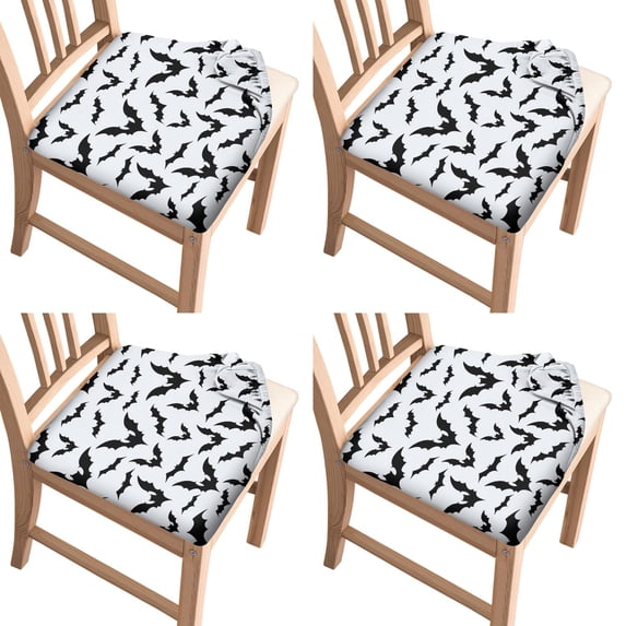 Halloween Decor Chair Covers Set of 4 - Trick or Treat Themed Stretchable Seat Protectors
