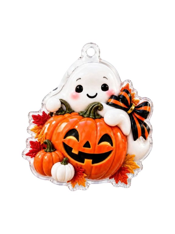 Halloween Decor Cute Ghost Jack O Lantern Acrylic Ornament for Fall Halloween Party Hanging Decoration