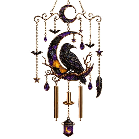 Halloween Decor Cute Halloween Decor, Acrylic Suncatcher Wind Chime With Melodic Chimes And Colorful Light Refraction, Classic Halloween Motifs for Window Door Garden Indoor Outdoor