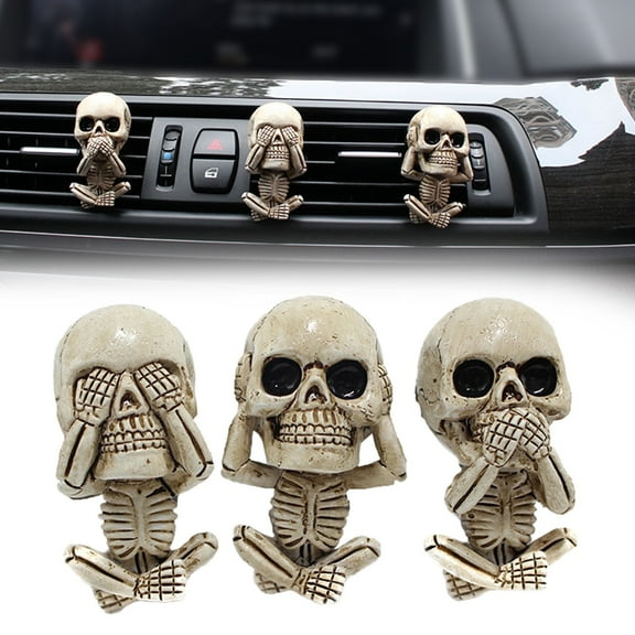 Halloween Decor - Daily Item - Three Decorations - Decor Car Clip Goth Truck Interior Accessories for Men Women Teens Stuff for Skeleton Auto Scents Halloween Decorations Funny