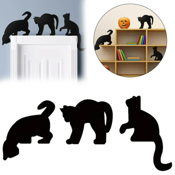 Halloween Decor - Desktop Dress Up - Black Cat Decoration - Halloween Decoration Halloween Wooden Decoration Halloween Atmosphere Decoration