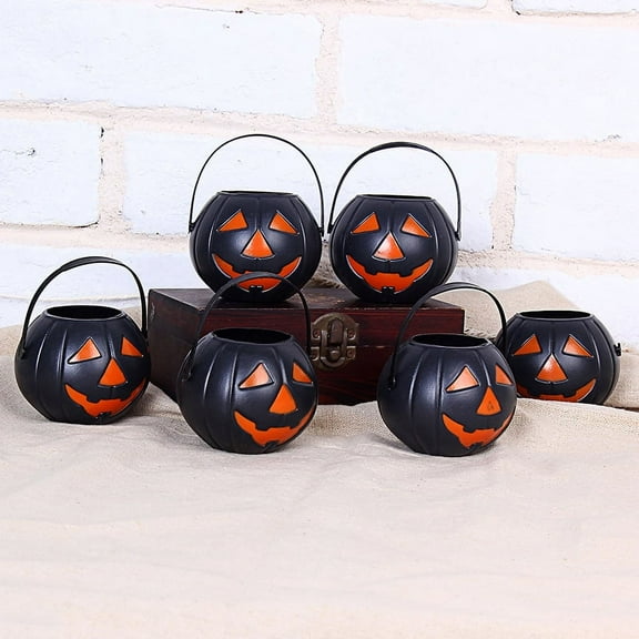 Halloween Decor - Desktop Ornament - Halloween Pumpkin Bucket Decoration - Halloween Pumpkin Candy Bowl Bucket Lightweight Trick Or Pots Buckets for Halloween