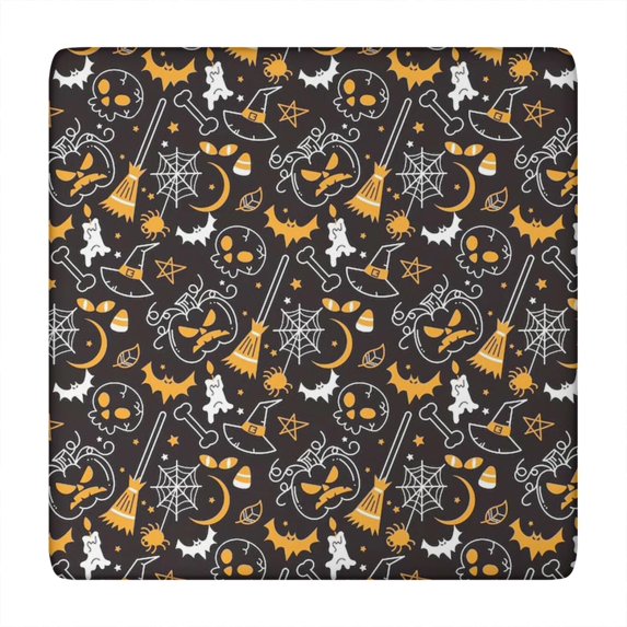 Halloween Decor Elastic Edge Tablecloth 34x34 Inch Square - Features Spooky Motifs Perfect for Coffee Table Protection