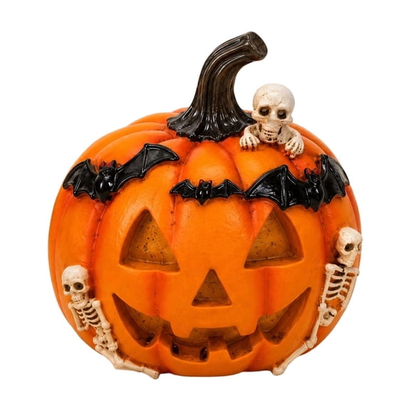 Halloween Decor-Flameless Pumpkin Candles, Real Wax Halloween Skeleton Candles, Flickering Battery Operated Candle for Gothic Party, Holiday Gift, Home Decor Indoor