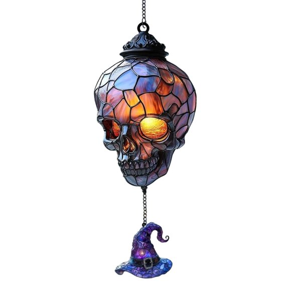 Halloween Decor Gothic Stained Glass 2D Window Hanging Ornament for Indoor Spaces with Pattern Acrylic Material Decorative for Home Wall Kitchen Garden Halloween Creat