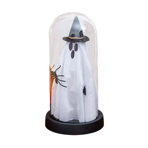 Halloween Decor-Halloween Decorations Indoor Light Up Ghost in Glass Cloche-Cute Ghost with Light for Home Kitchen Mantel Tabletop Party Decor and Holiday Decorations