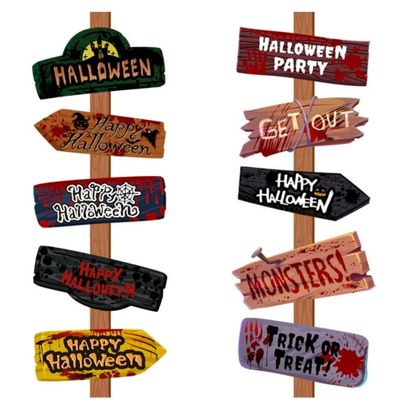 Halloween Decor Halloween Decorations: Scary Road Signs, Lawn Stakes, Paper Directional Signs, Party Supplies,Halloween Decorations Props for Indoor Outdoor Decor