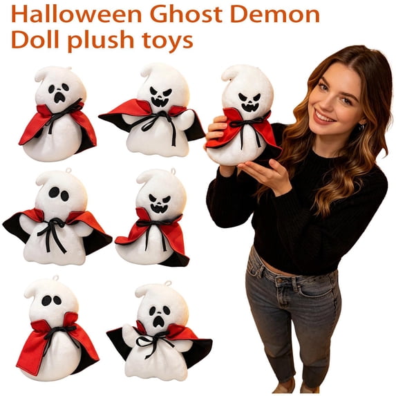 Halloween Decor, Halloween Ghost Decorations, Party Favors Kids, Halloween Plush for Student, Funny Ghost Toys, 5X3 Inch Durable Soft Stuffed Ghost Plush with Vampire Cloak, Kids