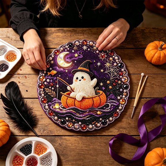 Halloween Decor, Halloween Pumpkin Ghost Witch Carousel Pearl Pendant, Halloween Party Favors, Halloween Pumpkin Decor, for Home Decor Holiday Gifts Decorations