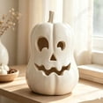 thumbnail image 1 of Halloween Decor Handmade Terracotta Pumpkin Jack O' Lantern Vintage Autumn Farmhouse Table Decorations for Home Indoor Outdoor Porch Mantel(with Light), 1 of 6