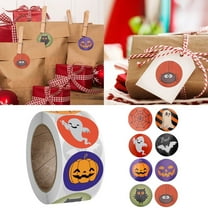 Halloween Decor - Home Wall Stickers - Halloween Stickers - Pack Halloween Stickers Label Decorations 1 Roll 500 Stickers Suitable for Halloween Decoration