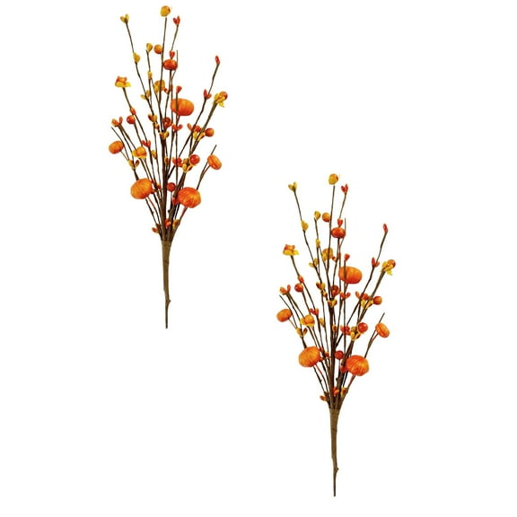 Halloween Decor - Household Imitation - Artificial Flower Bouquets*2 - Artificial Pumpkin Berry Branches Simulation Plant Picks Stems with Berry for Table Centerpiece Autumn Christmas Decoration
