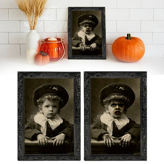 Halloween Decor - Household Pendant - Halloween Horror Picture Frame - Scary Halloween Decoration，Indoor Home Wall Decor 3D Changing Moving Picture Frame for Halloween House Decor