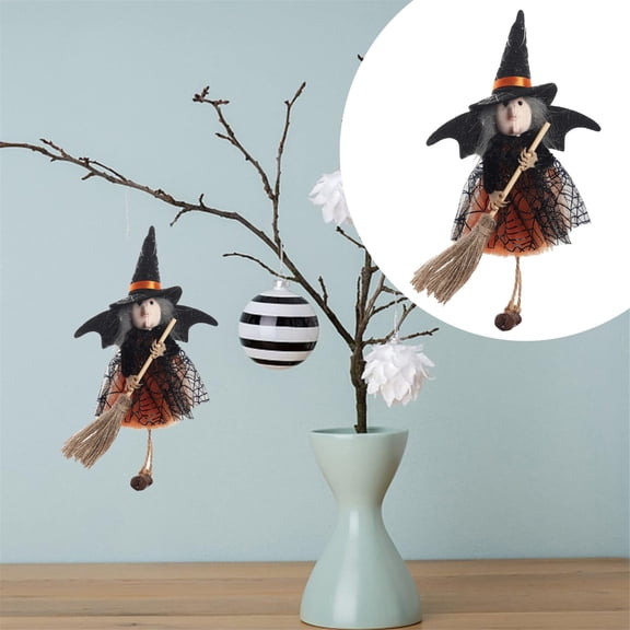 Halloween Decor - Household Pendant - Hanging Ornament - Cute Witch Doll Witch Doll Witch Wooden Halloween Hanging Witch Doll Cute Hangings To Create a More Mysterious Holiday Atmosphere