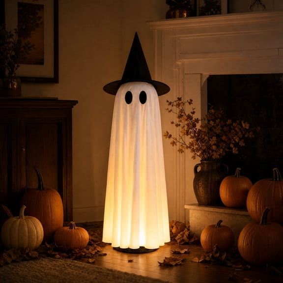 Halloween Decor Indoor 46.5" Lighted Animated Floating Ghost with Spooky Sound & Touch Activated Sensor Spooky Ghosts Halloween Decor for Party Home Haunted House