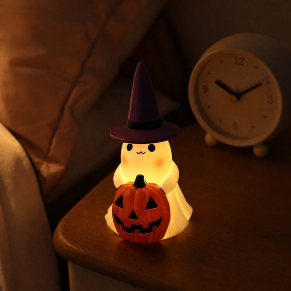 Halloween Decor Indoor Halloween Ghost Lamp Resin Cute Spooky Halloween Decor Halloween Ghost Night Light Gothic Holloween Ornaments Decorations for Home, Office, Room