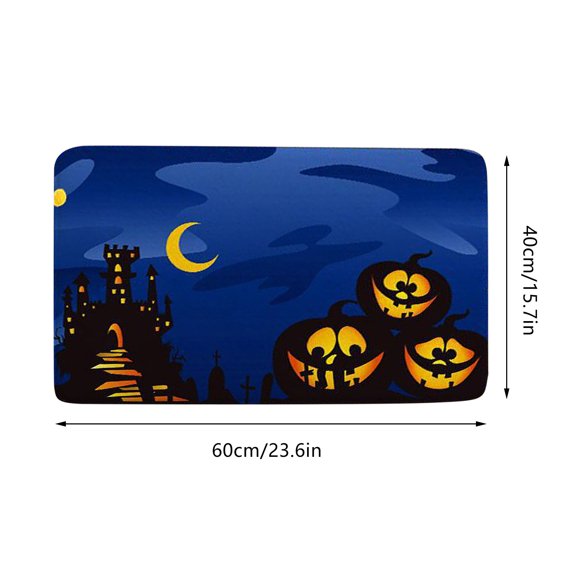 Halloween Decor Indoor Outdoor Door Mat Fall Decorations for Home Flannel Printing Washable Bath Mat Rug Haunted House Layout Ornament Festive Celebration Gear