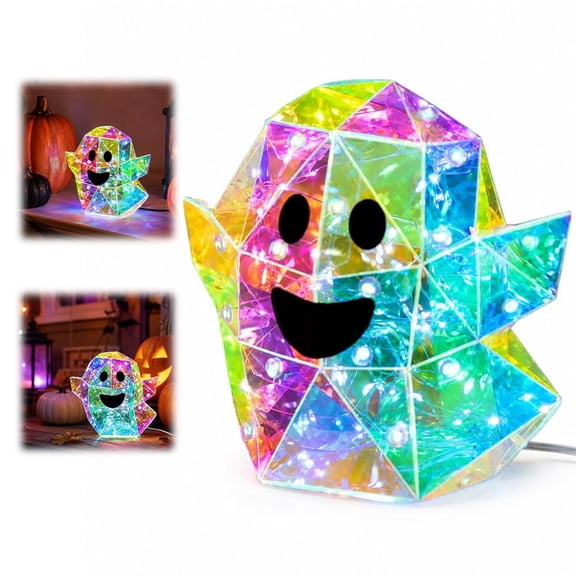 Halloween Decor LED Ghost Light Prismatic Iridescent Shining Indoor Lamp, Gorgeous Phantom Ghost with Color-Changing Shimmer, Battery Operated, Gift for Women Men Kids(A)