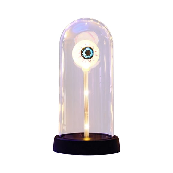 Halloween Decor Light Up Ghost in a Jar - Mini Luminous Cute Lighted Pet Eye Under Cloche for Home, Kitchen, Mantel, Tabletop, Party & Spooky Decorations