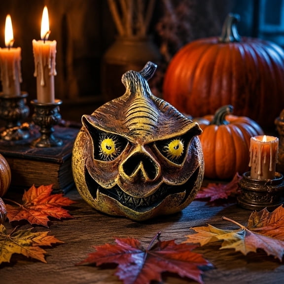 Halloween Decor Outdoor, Unique Grinning Teeth Monster Pumpkin Figurine, Spooky Halloween Decor for Lawn Front Yard, Halloween Party Decor for Horror Themed Gathering, Jack O