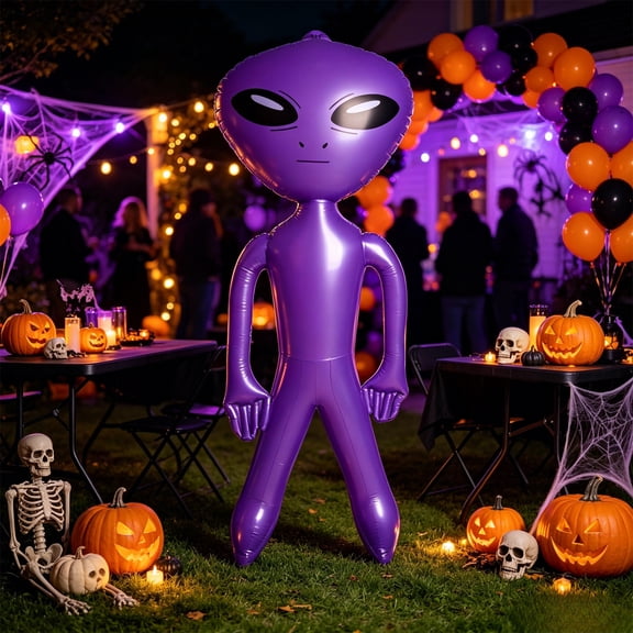 Halloween Decor, PVC Inflatable Alien Figure Yard Decoration, Multicolor Alien Inflatable Ornament For Halloween Garden Lawn Covered Porch Seasonal Layout