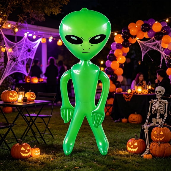 Halloween Decor, PVC Inflatable Alien Figure Yard Decoration, Multicolor Alien Inflatable Ornament For Halloween Garden Lawn Covered Porch Seasonal Layout