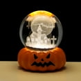 thumbnail image 1 of Halloween Decor - Party Headband - Halloween Pumpkin Crystal Ball - Halloween Lamp 3D Engraved Pumpkin Base Night Light Decor with /Witch/Cemetery Scene for Halloween Home & Desktop Decoration, 1 of 4