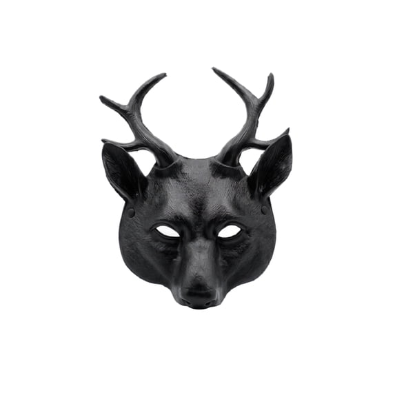 Halloween Decor & Party Supply, Masquerade Mask for Men, Mens Masquerade Mask, Animal Head Wall Decor, 14X11 in Black Deer Stag Half Face Mask for Halloween Events, Masquerade