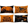 thumbnail image 1 of Halloween Decor Pillow Covers 12x20 Set of 4 Halloween Fall Black Decorative Throw Pillows Scary Pumpkin Bats Pillow Cases Home Outdoor Sofa Couch Cushion Covers for Halloween Decorations (lumbar), 1 of 5