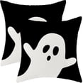 thumbnail image 1 of Halloween Decor Pillow Covers 18x18 Inch Set of 2 Black and White Ghost Boo Throw Pillows for Couch Halloween Indoor Outdoor Farmhouse Decorative Cushion Case for Sofa Bed Decorations, 1 of 6