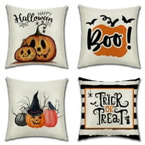 Halloween Decor Pillow Covers 18x18 Set of 4 Halloween Decorations Hocus Pocus Farmhouse Saying Outdoor Fall Pillows Decorative Throw Cushion Case for Home Couch
