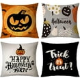 thumbnail image 1 of Halloween Decor Pillow Covers 20x20 Set of 4 Halloween Fall Black Decorative Throw Pillows Scary Pumpkin Bats Pillow Cases Home Outdoor Sofa Couch Cushion Covers for Halloween Decorations (20 by 20), 1 of 5