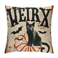 thumbnail image 1 of Halloween Decor Pillow Covers Black Cat/Pumpkin Pattern Pillow Case with Happy Halloween/Trick or Treat Quote Decorative Pillow Cushion Cover, 1 of 5