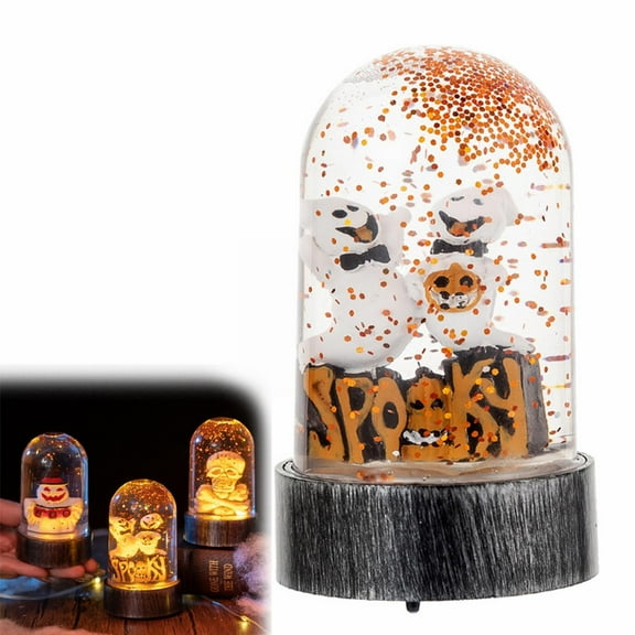 Halloween Decor - Plastic Desktop Ornament - 1×Halloween Night Light Desktop Ornament - Halloween Snow Globe Make Your Own Water Globes Create Snow Globe Arts and Crafts Kit for Boys and Girls 100Ml