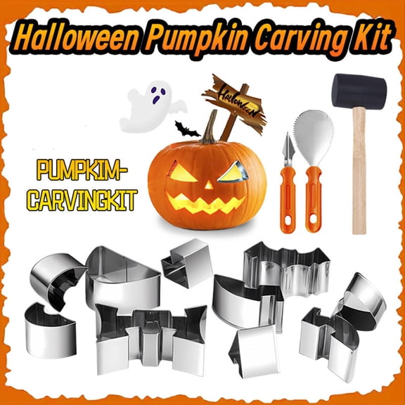 Halloween Decor, Pumpkin Carving, Pumpkin Stencils, Halloween Stencils, Stainless Steel Pumpkin Carving Tools Kit, Complete Set for Cutting, Scooping and Shaping Pumpkins to Make