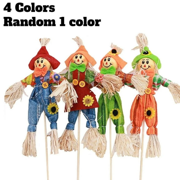 Halloween Decor Random Halloween Scarecrow Decor Small Scarecrow Decor Standing Autumn Thanksgiving Decoration Props OrnamentsHalloween Party School Home Bar Garden (Random Style), 13.4X6.3cm