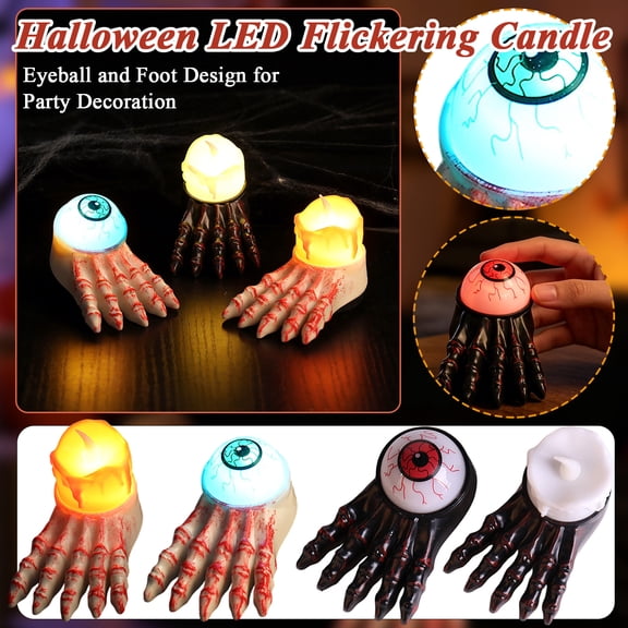 Halloween Decor, Scary Halloween Decorations, Battery Operated Halloween Decorations, Halloween Party Decorations, Blood-Stained Zombie Foot Base Led Electronic Candle Light with