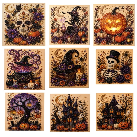 Halloween Decor Skull Pearl Art Kit for Adults | Halloween Skull Diamond Painting Kit, DIY Home Decor Wall Art, Beginner DIY Seasonal Party Gift 3D Pearl Sparkle
