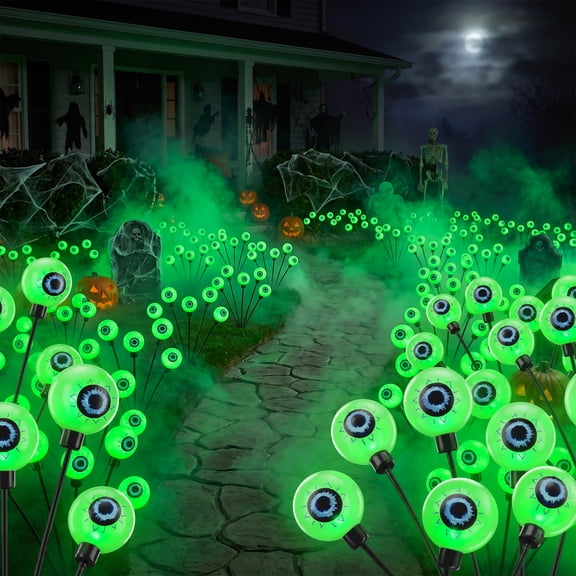 Yinghao 6 Pack Solar Swaying Eyeball Lights Total 36 Green LED Waterproof Halloween Decoration for Yard, Garden, Path, Bush, Driveway, 2 Lighting Mode