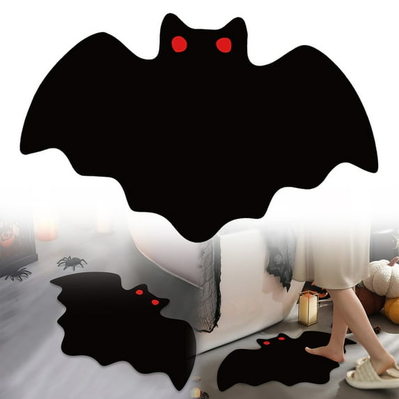 Halloween Decor Spider Web Bath Mat for Bathroom, Gothic Cute Halloween Decoration Black White Bath Mat, Non Slip Cartoon Bath Rug Bathroom Mat, Plush Shower Rugs Washable, 23.62x15.75"