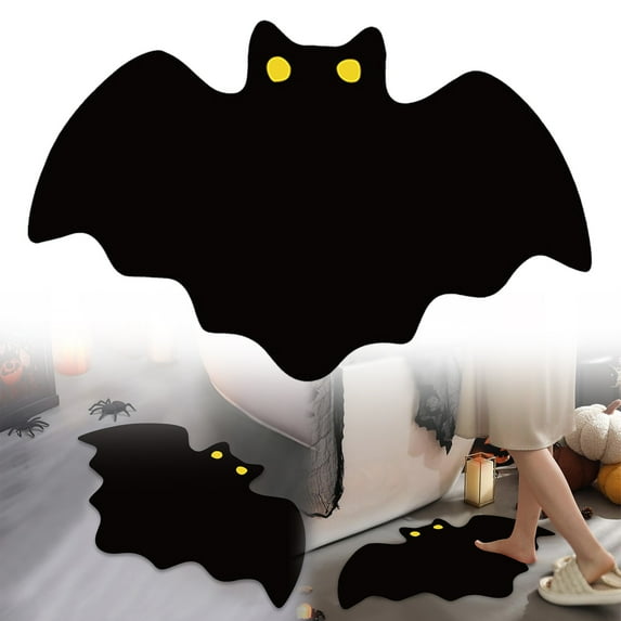 Halloween Decor Spider Web Bath Mat for Bathroom, Gothic Cute Halloween Decoration Black White Bath Mat, Non Slip Cartoon Bath Rug Bathroom Mat, Plush Shower Rugs Washable, 23.62x15.75"