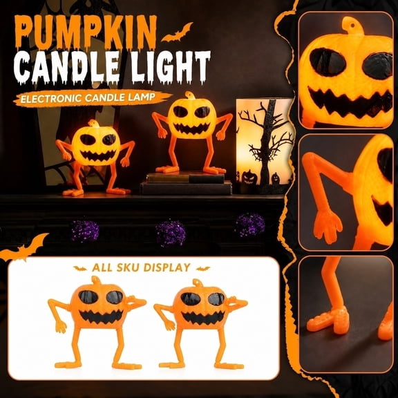 Halloween Decor, Spooky Halloween Decorations, Halloween Pumpkin Decorations, Halloween Desk Decorations, 4X4X2 Inch Posable Plastic Figurine with Articulated Arms and Legs for