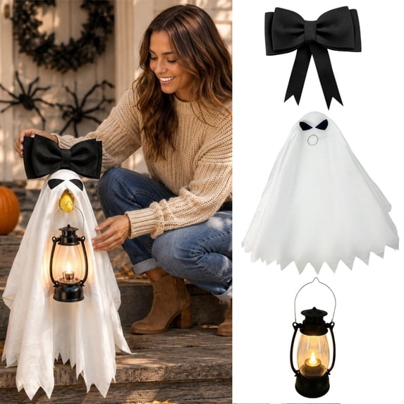 Halloween Decor,Summerween Decor,Halloween Ghost Porch Goose Outfits, 23 Inch Porch Goose Outfits, Halloween Decorations Outdoor, Halloween Porch Goose Costumes(Black 23IN)