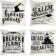 thumbnail image 1 of Halloween Decor Throw Pillow Covers Set of 4 Halloween Decorations Hocus Pocus Farmhouse Saying Fall Pillow Covers 18 x 18 Inches for Home Couch, 1 of 5