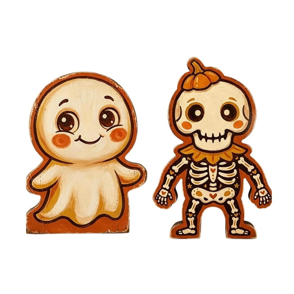 Halloween Decor Vintage Fall Figurine Set Colorful Spooky Indoor Home Decor for Mantel Shelf Seasonal Display Halloween Gifts for Friends and Family 2 Pack