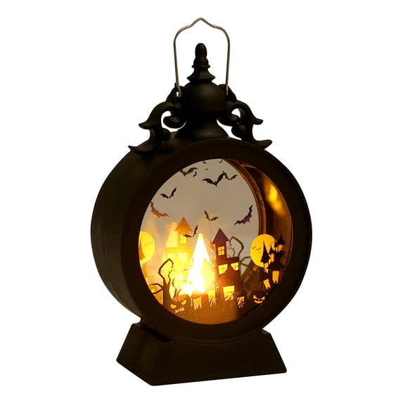 Halloween Decor, Vintage Halloween Lantern Spooky Castle Scene Light for Indoor Home Party Table and Hanging Display, Halloween Gift for Adults Themed Event Decorations