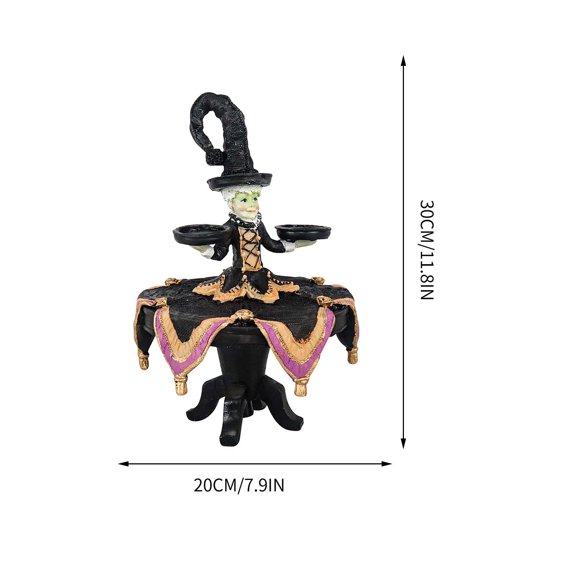 Halloween Decor Witch Statue – Gothic Halloween Resin Figurine | Retro Dark Fantasy Ornament Display Stand Tray
